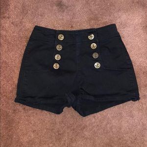 Black high waisted soft shorts.